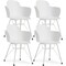Gymax 4PCS Modern Dining Chair Plastic Arm Chair Office Home w/ Metal Legs White
